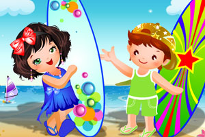 《可爱的孩子在海滩》游戏画面1