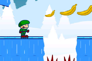 滑雪男孩收集香蕉