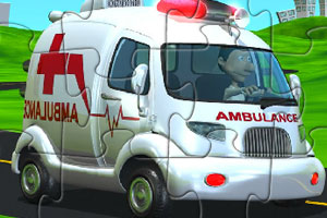 《卡通救护车拼图》游戏画面1